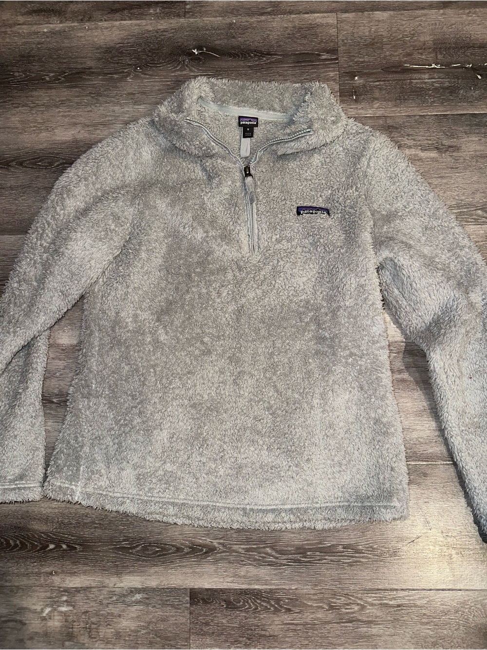 Patagonia Light Gray Plush Quarter-Zip Pullover Sweater